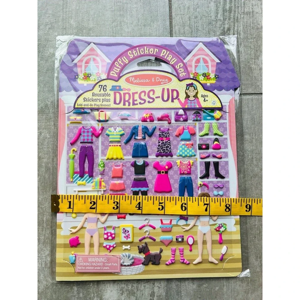 Melissa & Doug Dress Up 76 Reusable Puffy Sticker Play Set w/ Fold & Go Scenes